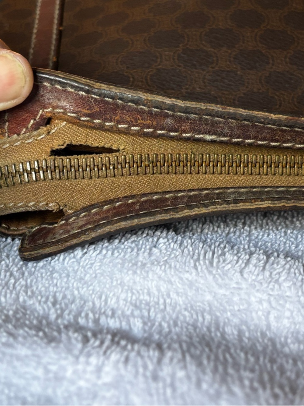 Celine Brown Monogram Coated Canvas Travel Pouch - Picture 4 of 9